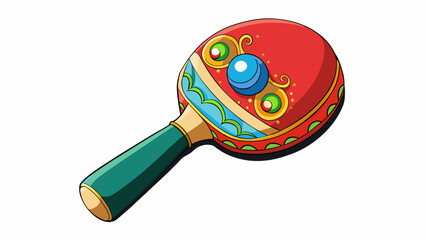 Aufkleber - Along the handle of a table tennis racket there are often colorful and intricate designs adding a touch of personalization and style to the paddle.. Cartoon Vector.