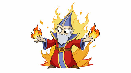 Poster - Amidst the chaos of battle a sorcerer weaves spells with intricate hand movements and whispered incantations. Though small in stature his power is. Cartoon Vector.