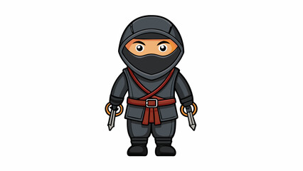 Poster - An allblack ninja costume with a sleek bodysuit a hood with a face mask and multiple pockets for storing mini ninja tools such as throwing stars and a. Cartoon Vector.