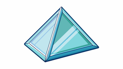 Poster - An acrylic prism This building block is transparent and made of clear acrylic material with a triangular prism shape and smooth edges. It can be used. Cartoon Vector.