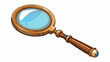 An old rusty magnifying glass with a tarnished brass frame. The lens is cloudy and scratched but still capable of magnifying objects. It has a vintage. Cartoon Vector.