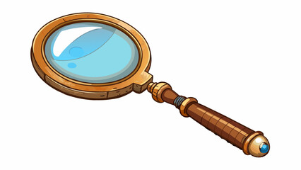 Wall Mural - An old rusty magnifying glass with a tarnished brass frame. The lens is cloudy and scratched but still capable of magnifying objects. It has a vintage. Cartoon Vector.