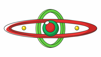Poster - An ovalshaped object with rotating rings around its center alternating between red and green lights.  on white background . Cartoon Vector.