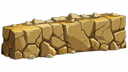 Poster - An outdoor natural rock wall shaped by years of wind and water erosion. The surface is rough and jagged with large cracks and crevices that create. Cartoon Vector.