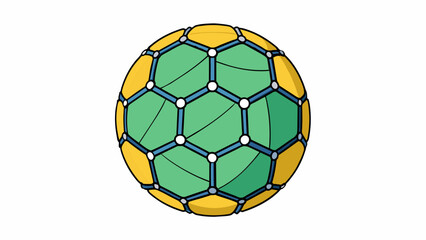 Aufkleber - An ovalshaped ball with hexagonal patches in bright colors connected by black lines. The material is soft and textured and it has a slight give when. Cartoon Vector.