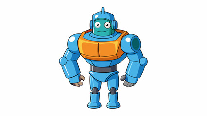 Aufkleber - An outer layer of strong durable material encasing a robot allowing it to perform tasks in hazardous environments without risk of damage.  on white. Cartoon Vector.