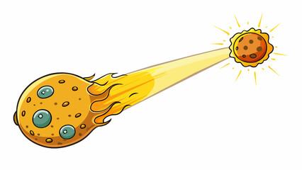 Sticker - As a comet gets closer to the sun the intense heat causes it to release gases and form a characteristic glowing head or coma around its nucleus. . Cartoon Vector.