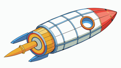 Poster - As I looked at the Rocket I noticed its cylindrical body covered in thick and durable material. The body was divided into different sections each with. Cartoon Vector.