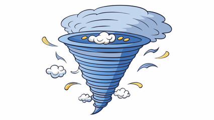Poster - As a powerful tornado touched down its massive funnelshaped cloud spun violently picking up debris and tossing it around like toys in a childs room.. Cartoon Vector.