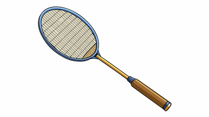 Poster - Another badminton racket has a shorter sier frame made of graphite material. It has a stiff shaft for increased power and accuracy in shots.  on. Cartoon Vector.
