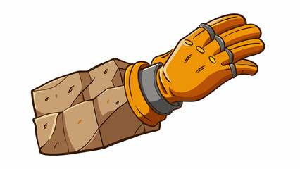 Poster - As the climber reached for a small crevice on the rock face they carefully p their hand in a leather glove designed with a textured palm for maximum. Cartoon Vector.