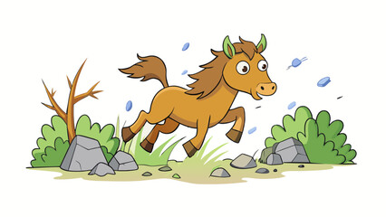 Aufkleber - As the Centaur gallops through the forest its hooves hit the ground with a thunderous sound splintering fallen branches and crushing rocks in its. Cartoon Vector.