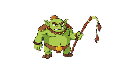 Aufkleber - As the ground rumbled I knew the Ogre was approaching. Its massive form was covered in thick oily scales and its long slike tail whipped back and. Cartoon Vector.