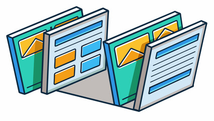 Poster - Cloning a computer file by making an exact copy of it resulting in two identical files with the same document layout fonts and images.  on white. Cartoon Vector.