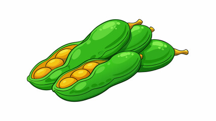 Fototapete - Crisp and crunchy to the touch green beans have a smooth outer texture and a firm inner texture similar to that of a carrot.  on white background . Cartoon Vector.