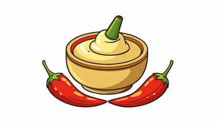 Canvas Print - Creamy and smooth this dressing boasts a subtle kick from finely chopped chili peppers perfect for giving salads a little extra heat.  on white. Cartoon Vector.