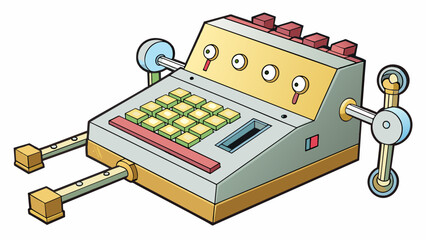 Aufkleber - Creating a duplicate set of keys by using a key copying machine resulting in two keys with identical notches ridges and grooves.  on white. Cartoon Vector.