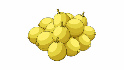 Poster - Bunch of Fruit A group of pale yellow objects ed together with a stem connecting them all. Each fruit has a distinct curved shape and is slightly. Cartoon Vector.