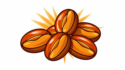 Sticker - Bright shiny beans that look like they came straight out of a cartoon. They have a hard outer shell with a glossy finish and their insides are filled. Cartoon Vector.