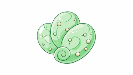 Sticker - Delicate pale green seeds with a subtle swirling pattern etched into their outer surface resembling a tiny galaxy.  on white background . Cartoon Vector.