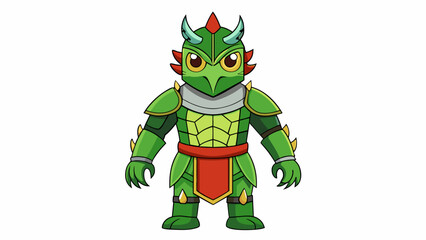 Aufkleber - Dragon Scale Armor This unique set is made of overlapping green scales that resemble a dragons skin and give protection to the knight. The chest piece. Cartoon Vector.