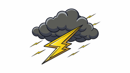 Poster - Flashes of lightning illuminated the dark clouds followed by a deafening clap of thunder that sounded like a thousand drums being beaten at once. . Cartoon Vector.