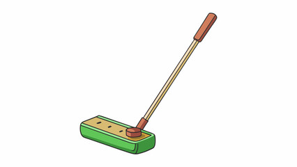 Poster - Finally we have a putter the smallest and simplest of all the golf clubs. It has a short handle and a flat rectangularshaped head. The head is angled. Cartoon Vector.