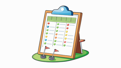 Fototapete - In a game of golf a Scorecard is a small booklet that contains a list of holes on the golf course along with the corresponding par scores for each. Cartoon Vector.