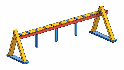 Aufkleber - In a playground setting a horizontal bar is a foundational piece of equipment that consists of a long low beam that children can grip and swing on.. Cartoon Vector.