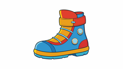 Aufkleber - Mid boots with a cushioned midsole and a padded collar perfect for long hikes on uneven trails.  on white background . Cartoon Vector.