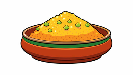 Fototapete - Often served as a side dish or used as a base for stews and salads couscous is a versatile and satisfying addition to many meals.  on white. Cartoon Vector.