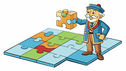 Poster - Like a puzzle master the historian takes tered pieces of information and expertly fits them together to create a larger picture. Each piece holds. Cartoon Vector.