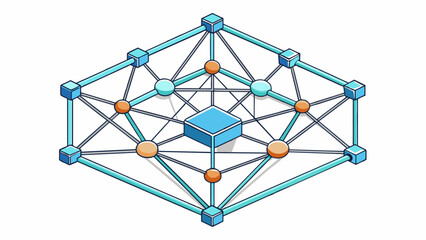 Poster - One object that characterizes a web is a network of interconnected lines and nodes. These lines represent the connections between different websites. Cartoon Vector.