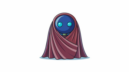 Aufkleber - Peeking out from behind a thick curtain you catch a glimpse of a mysterious figure. As it steps into the light you see that Genie is a featureless. Cartoon Vector.