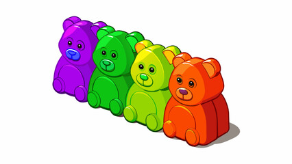 Aufkleber - Playful bear shapes in a range of bright colors from red and orange to green and purple perfect for snacking or decorating desserts.  on white. Cartoon Vector.
