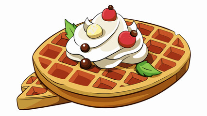 Poster - Perfect for onthego snacking Waffle is a handheld treat that can be wrapped around your favorite fillings such as sliced fruit whipped cream and. Cartoon Vector.