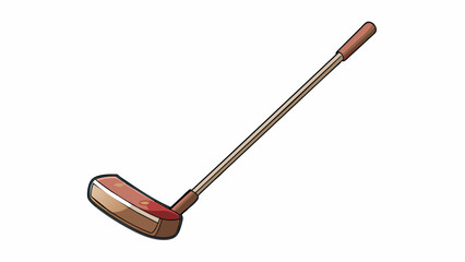 Poster - Putter is a flat metal object with a slightly curved face and a long slender handle. Its precision engineering and sleek design make it a musthave. Cartoon Vector.