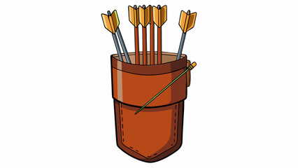 Poster - The arrows were stored in a leather quiver which hung from the archers waist. The quiver had a flap to protect the arrows from the elements keeping. Cartoon Vector.