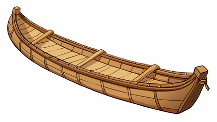 Aufkleber - The canoe made from a thick layer of bark was traditionally used by indigenous tribes for fishing and transportation. Crafted with precision its. Cartoon Vector.