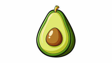 Poster - The avocado is a large pearshaped fruit with a smooth dark green skin and a creamy pale that is high in essential vitamins and healthy fats.  on. Cartoon Vector.