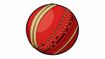 Poster - The cricket ball is a compact projectile measuring approximately 22 centimeters in circumference. Its solid core of compressed cork is surrounded by. Cartoon Vector.