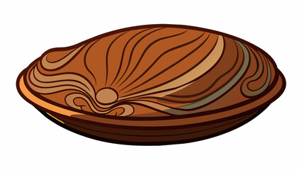 Poster - The clam was flat and ovalshaped with a deep dark brown shell. Its surface was covered in intricate swirls and patterns and it had a small jagged. Cartoon Vector.