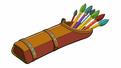 Wall Mural - The archers quiver was adorned with feathers of different colors each one carefully selected for its flight and accuracy. The quiver itself was made. Cartoon Vector.