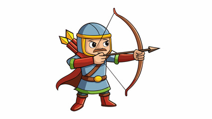 Poster - The archers aim was precise and true their stance steady and unwavering. The sound of the bow being released was like music to their ears the arrow. Cartoon Vector.