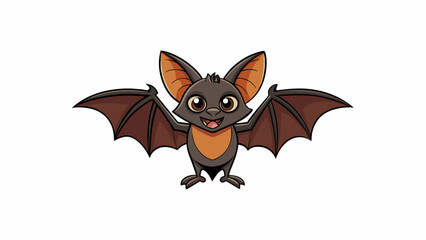 Fototapete - The bat had sleek black wings that stretched out to almost twice its body length. Its head was small compared to its body with large pointed ears and. Cartoon Vector.