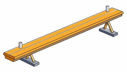 Sticker - The balance beam is a sy yet delicate apparatus consisting of a long padded beam supported by four metal posts. The top of the beam is lined with a. Cartoon Vector.