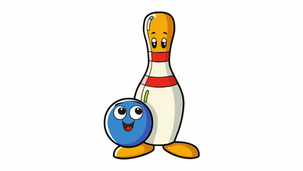 Aufkleber - The Bowling pin is designed to be knocked down by a bowling ball so it is constructed with a sy base that is wider than the rest of the pin. This. Cartoon Vector.