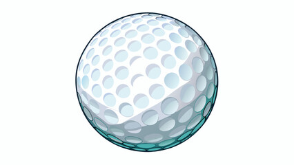 Poster - The golf ball is a small round object with a bright white exterior. It is designed to be hit with golf clubs and is often seen flying through the air. Cartoon Vector.
