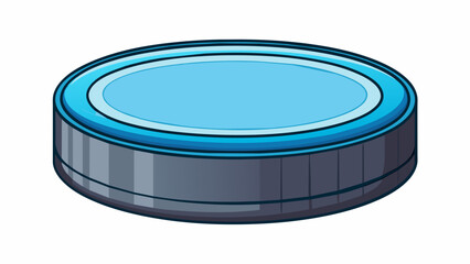Poster - The hockey puck is a small diskshaped object made of dense rubber. It is about three inches in diameter and one inch thick. The surface is smooth and. Cartoon Vector.
