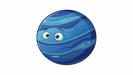 Aufkleber - The most striking feature of Neptune is its Great Dark Spot a massive storm that appears as a large dark blotch on its surface.  on white. Cartoon Vector.